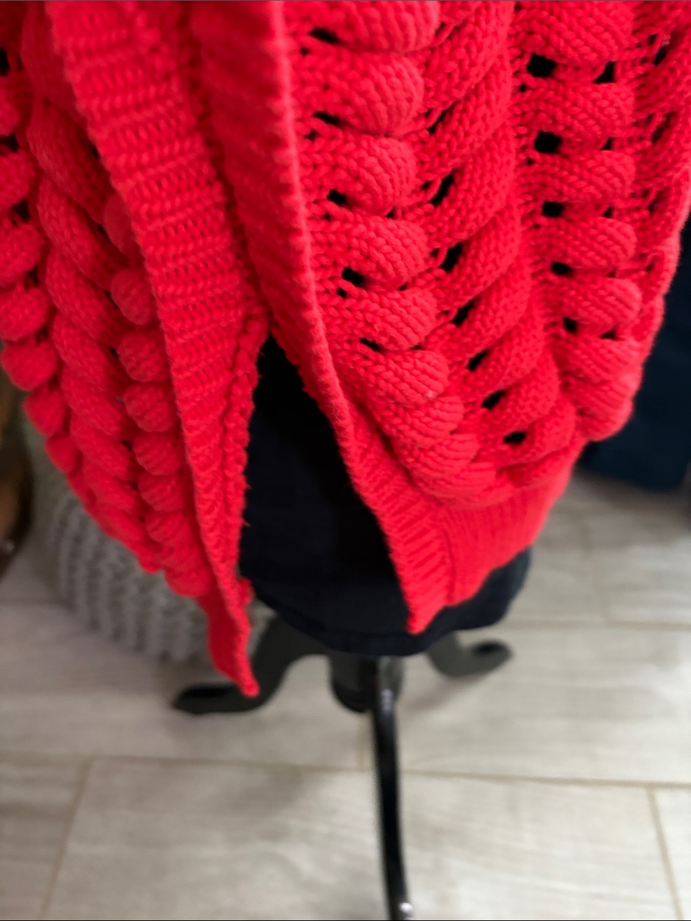 Open-Knit Crewneck Sweater in Red - Picture 7 of 8